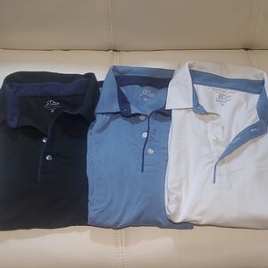 J. Crew Men's Performance Polo Shirt Trio - Black, Blue, and White
